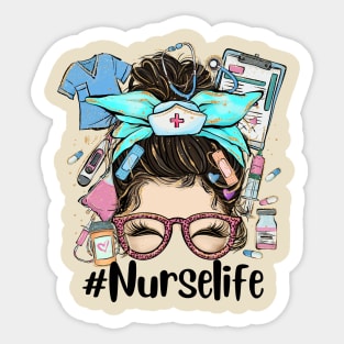 Nurse Life Messy Bun Hair Sticker